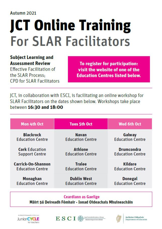 JCT SLAR Facilitator Training poster