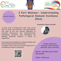 24TRA721 Two Part Webinar - PDA. Understanding Pathological Demand Avoidance and extreme demand avoidance and autistic learners