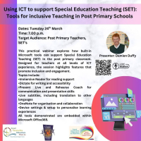 26TRA202 Using ICT to support Special Education Teaching (SET): Tools for inclusive Teaching in Post Primary Schools
